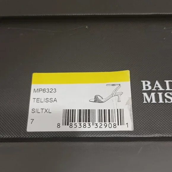 Badgley Mischka Women's Telissa Heeled Sandal Sliver Sparkle Size 7 - Picture 9 of 10